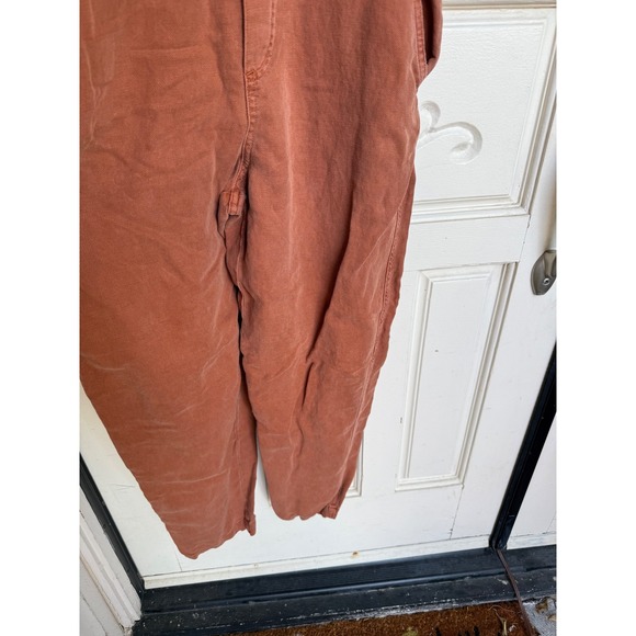 Aerie Rust Orange Linen Blend Cropped Overalls Women's Size XS - Picture 2 of 4